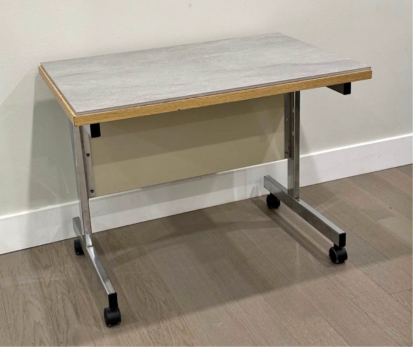 Rolling Side Table with Grey Top