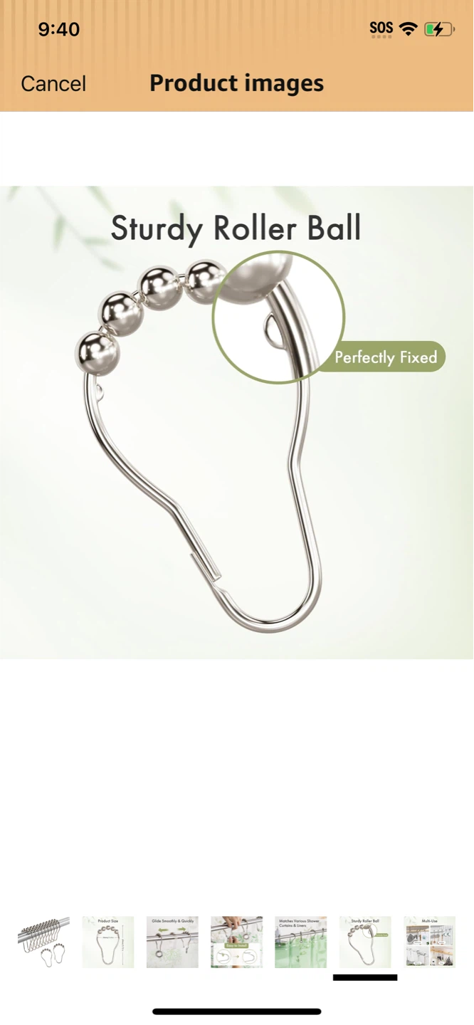 New fancy Shower Curtain Hooks with Roller Balls - Set of 12 - photo 3