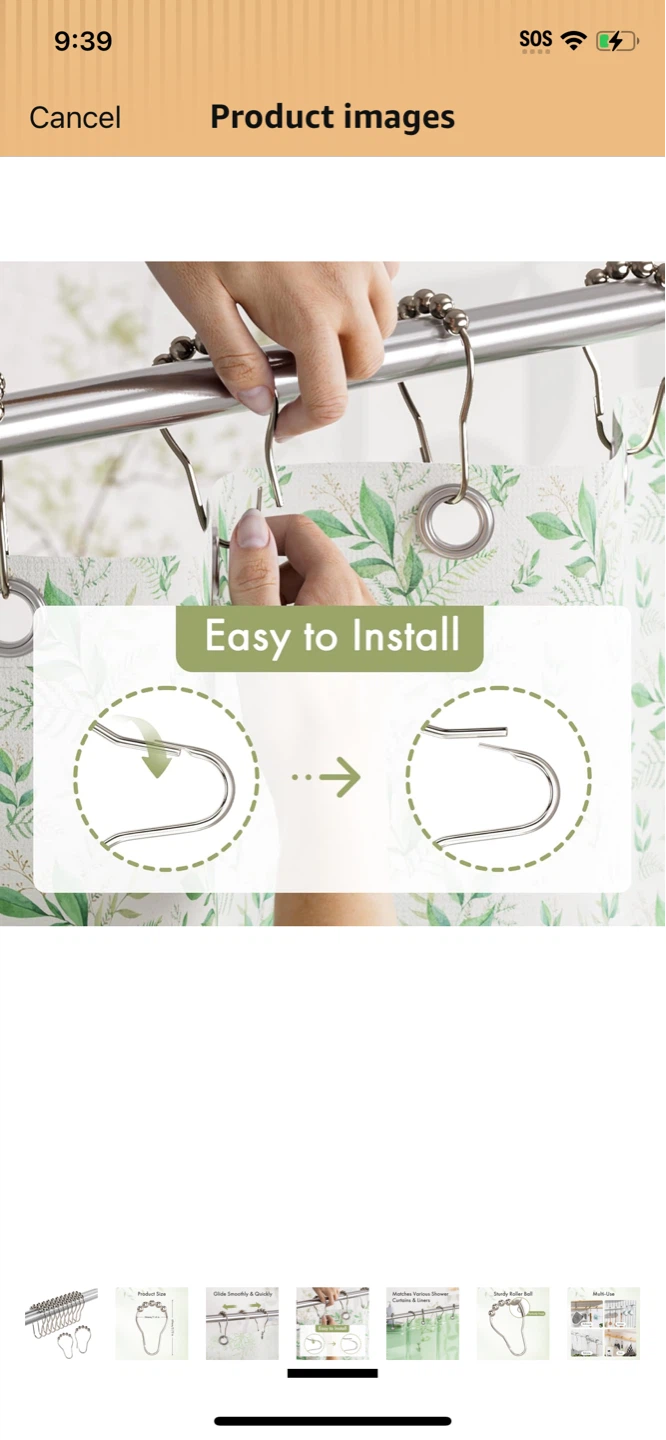 New fancy Shower Curtain Hooks with Roller Balls - Set of 12 - photo 5