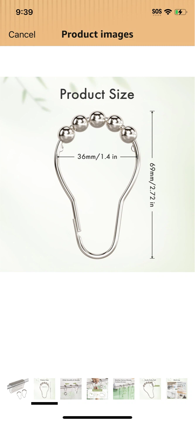 New fancy Shower Curtain Hooks with Roller Balls - Set of 12 - photo 2