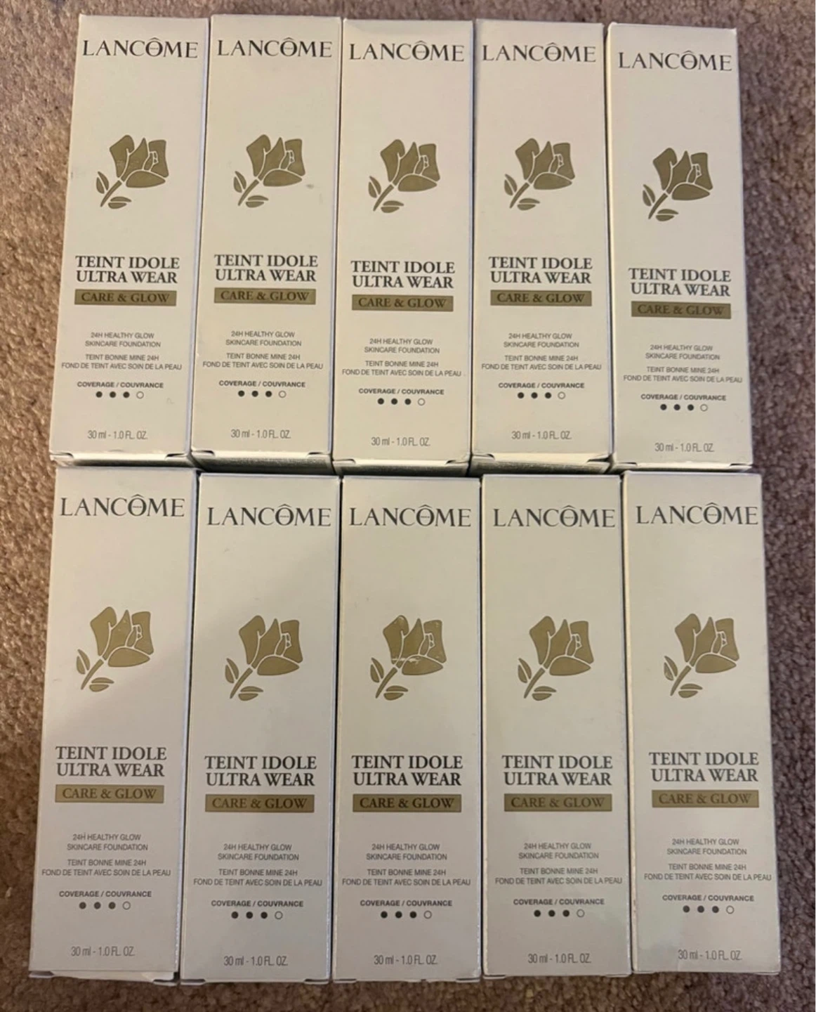 Ten - Lancome ultra wear care & glow foundations. Not used.