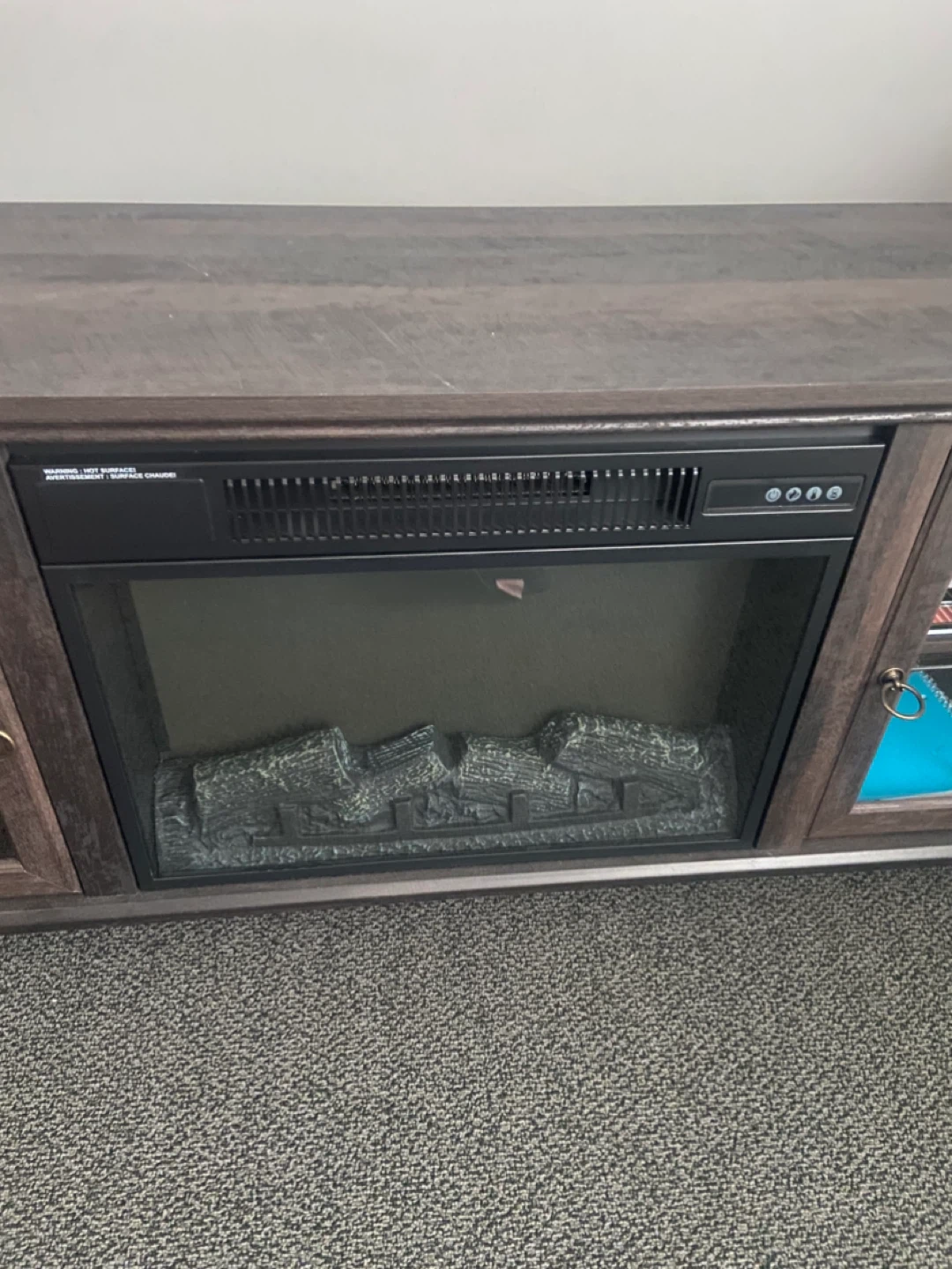 Dark Wood Entertainment Console with Electric Fireplace - photo 2