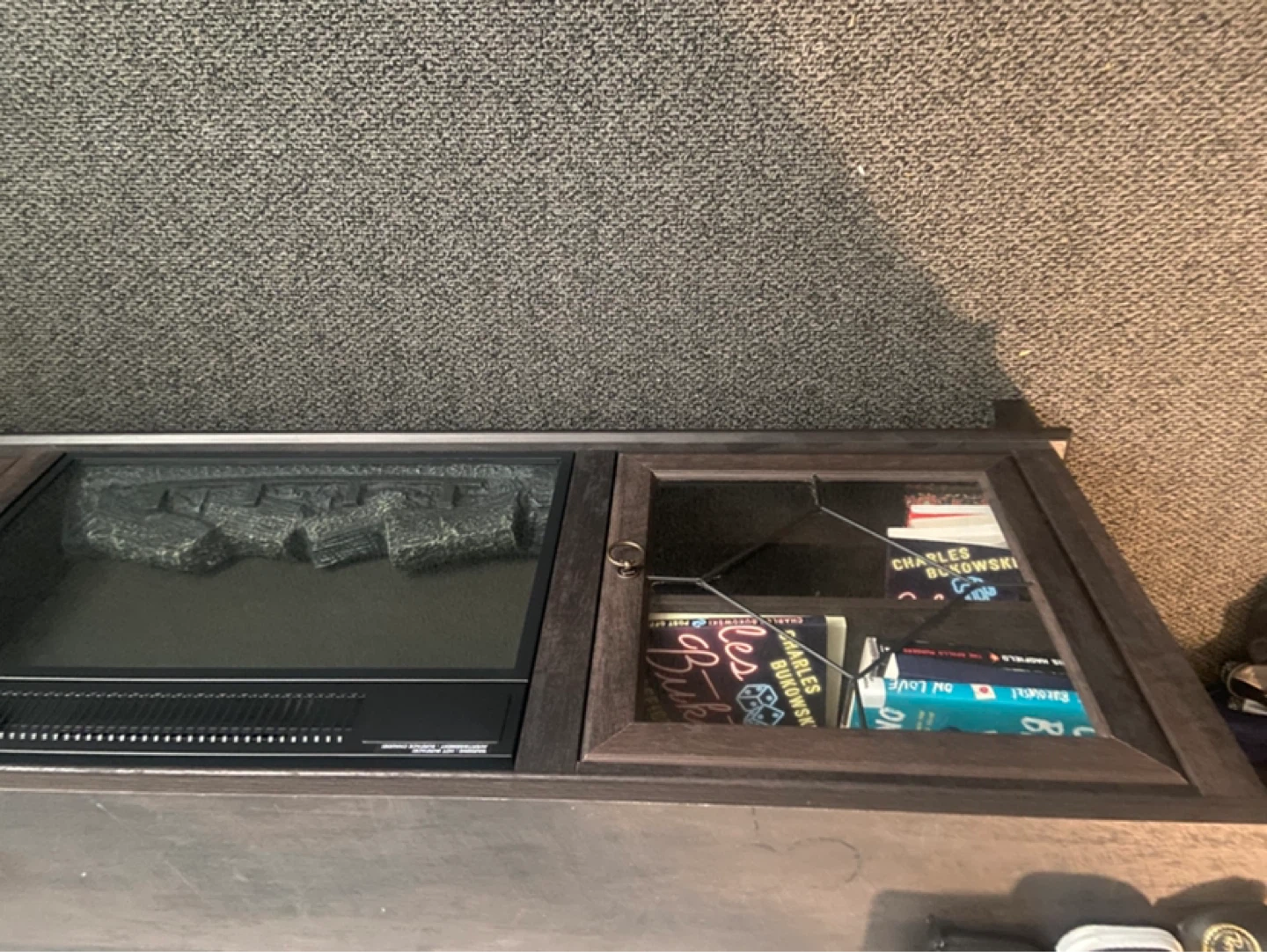Dark Wood Entertainment Console with Electric Fireplace - photo 3