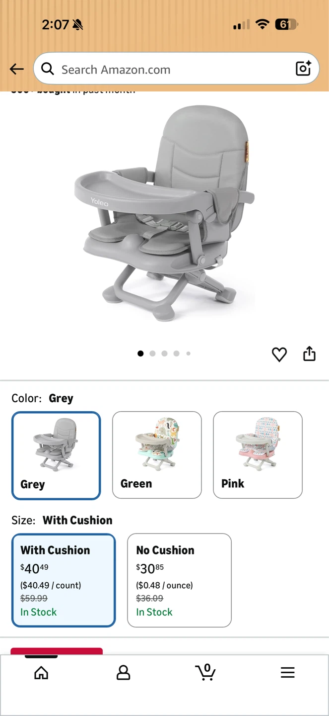 YOLEO Baby High Chair Booster Seat - Grey - photo 2
