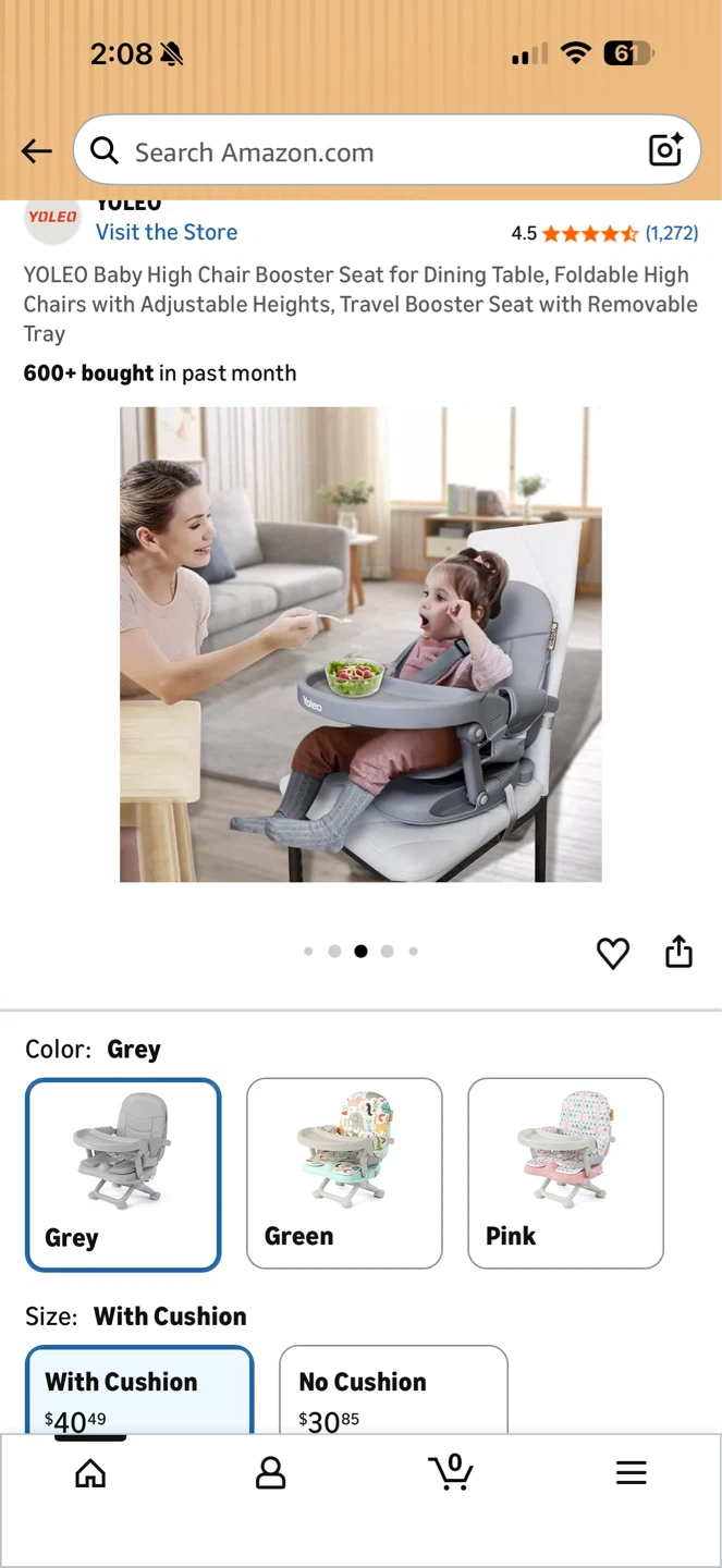 YOLEO Baby High Chair Booster Seat - Grey - photo 4