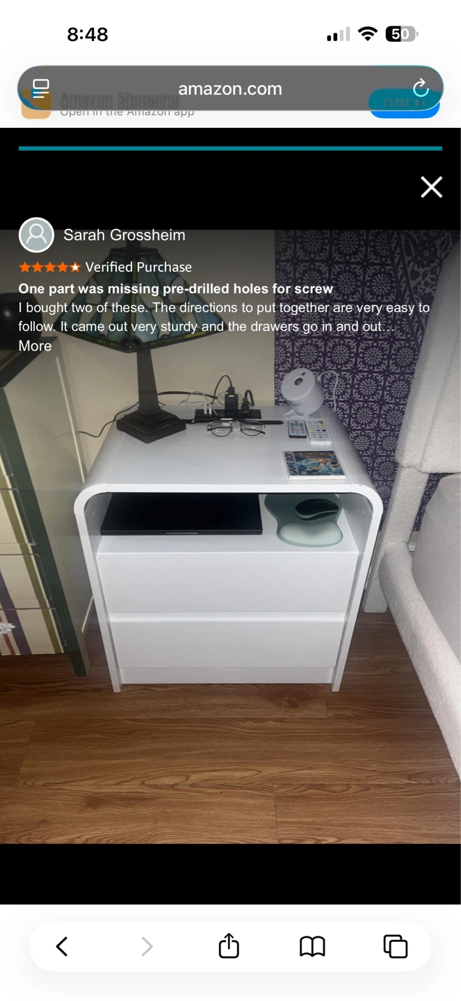 Modern Nightstand with Charging Station - White - photo 3