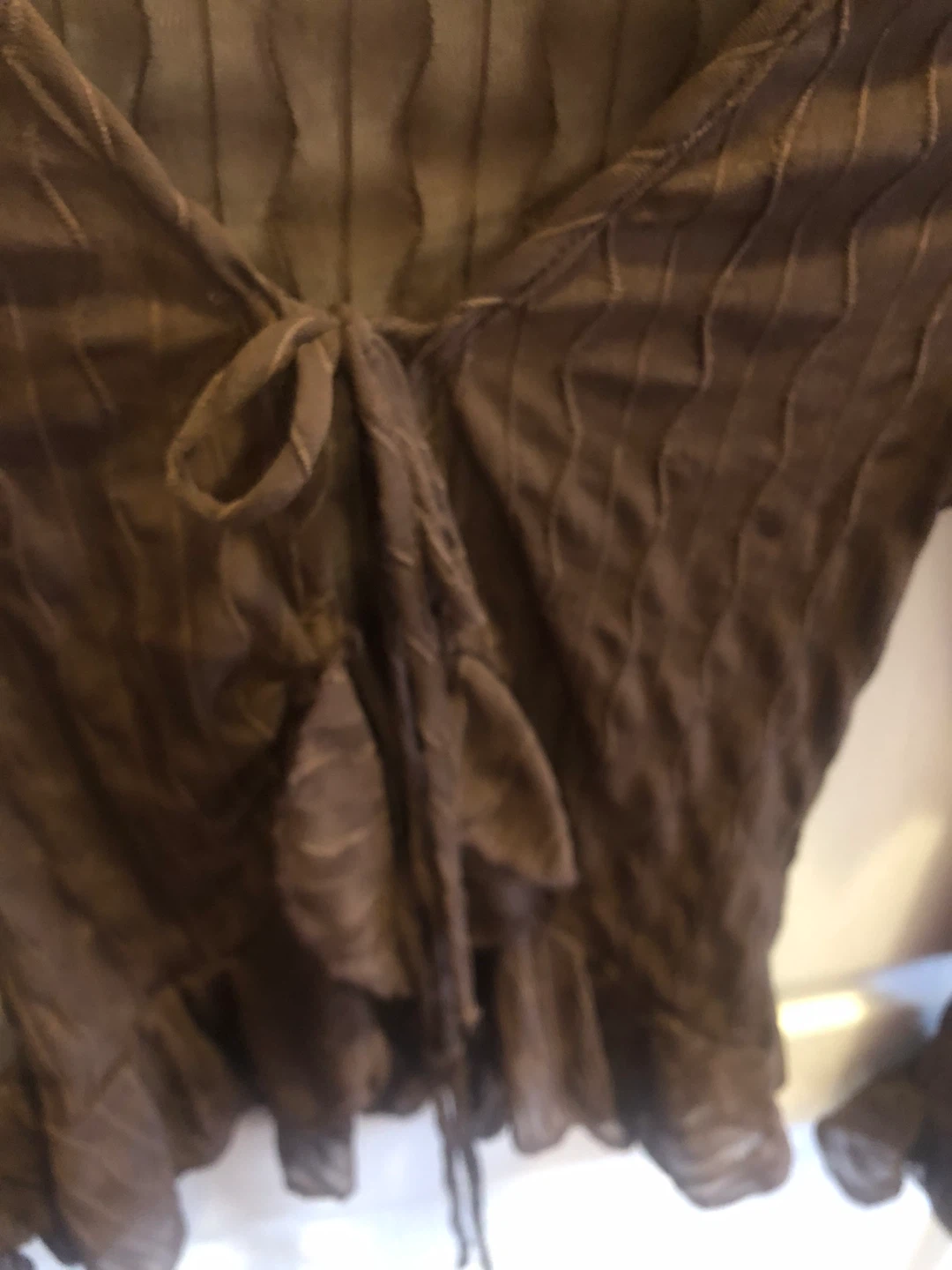 Brown Sheer Tie-Front Top - XS - photo 4