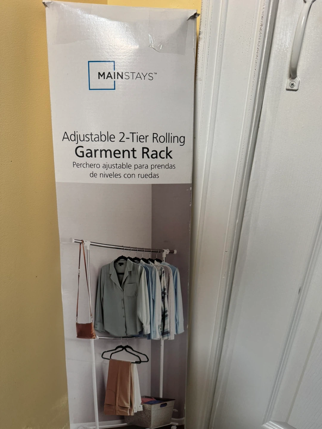 Mainstays Adjustable 2-Tier Rolling Garment Rack - photo 3