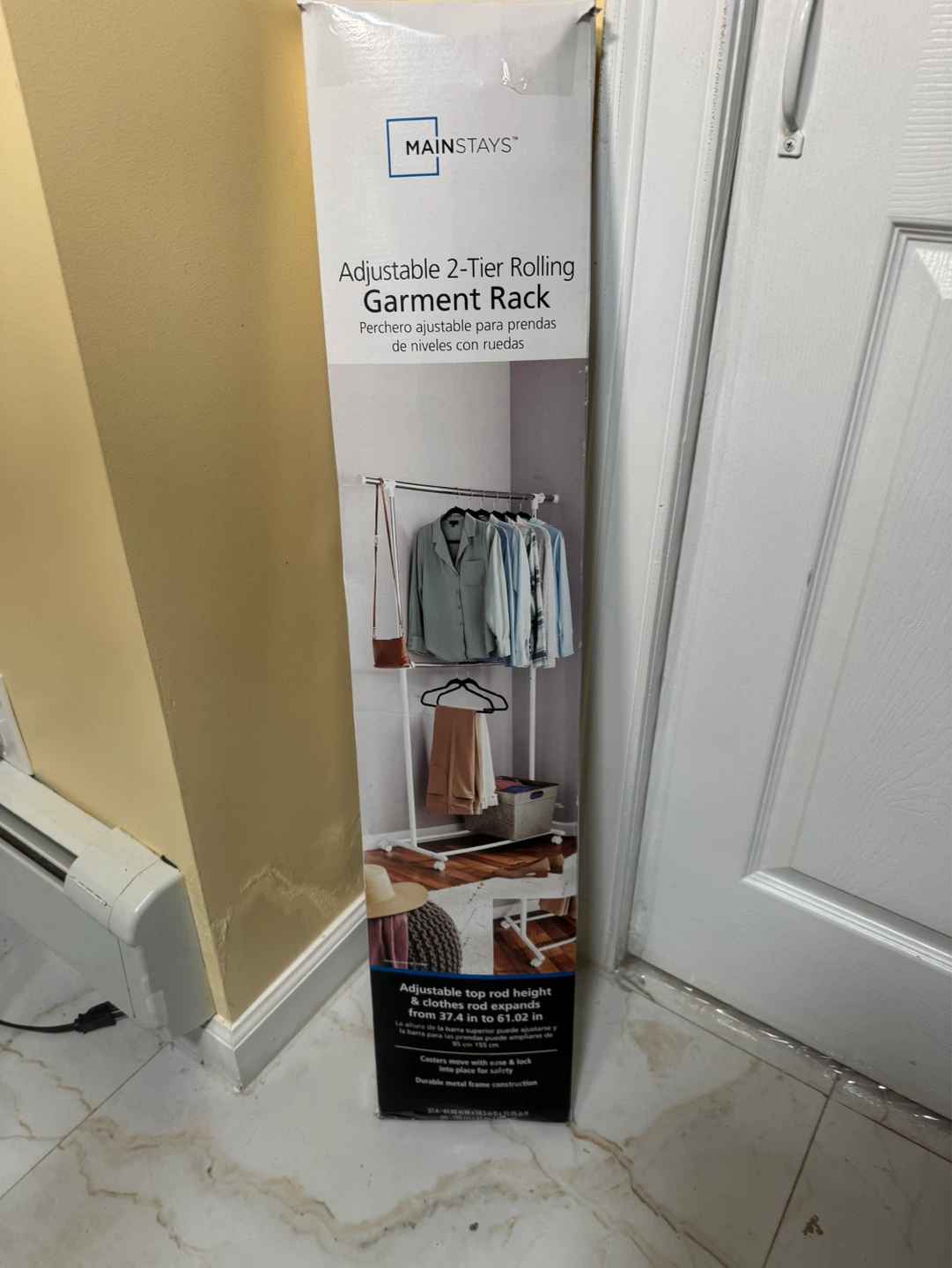 Mainstays Adjustable 2-Tier Rolling Garment Rack
