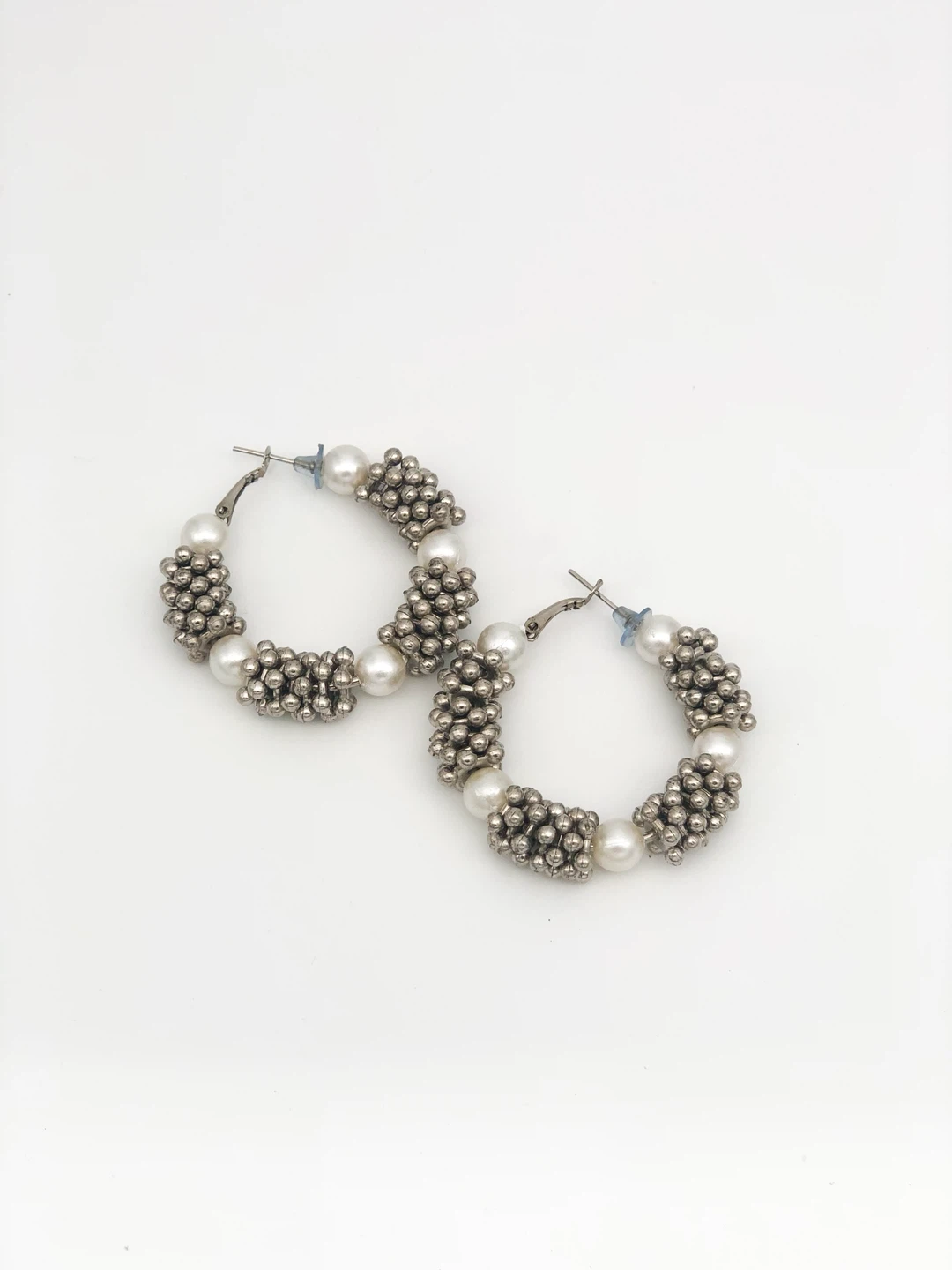 Pearl and Bead Hoop Earrings
