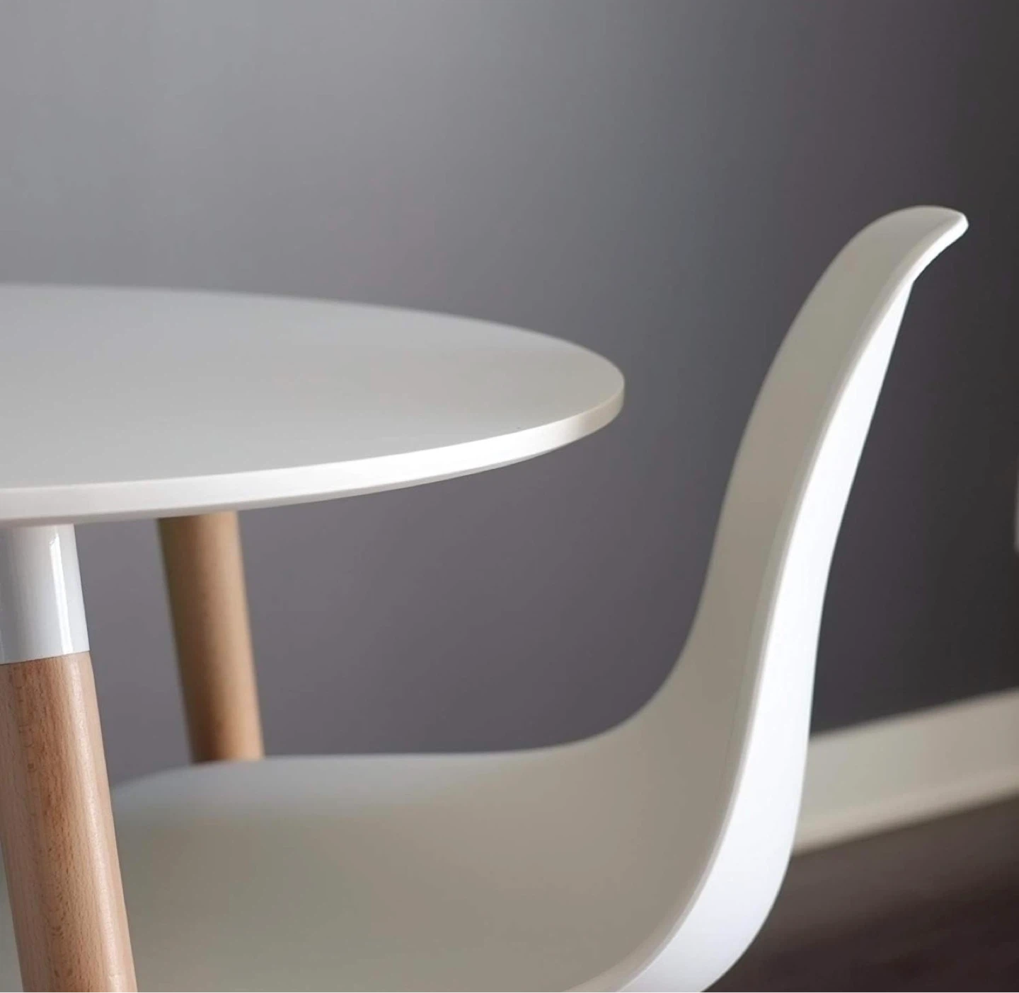 White Round Dining Table with 3 White Chairs - photo 5