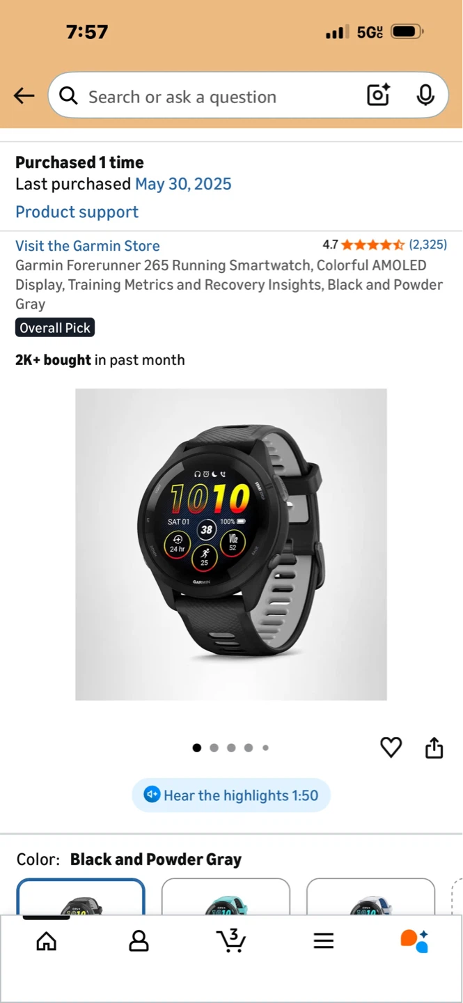 Garmin Forerunner 265 Running Smartwatch - Black and Powder Gray - photo 3