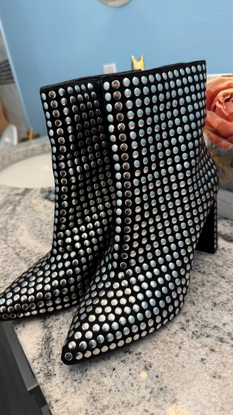 INC Black Studded Ankle Boots check more pictures size 7