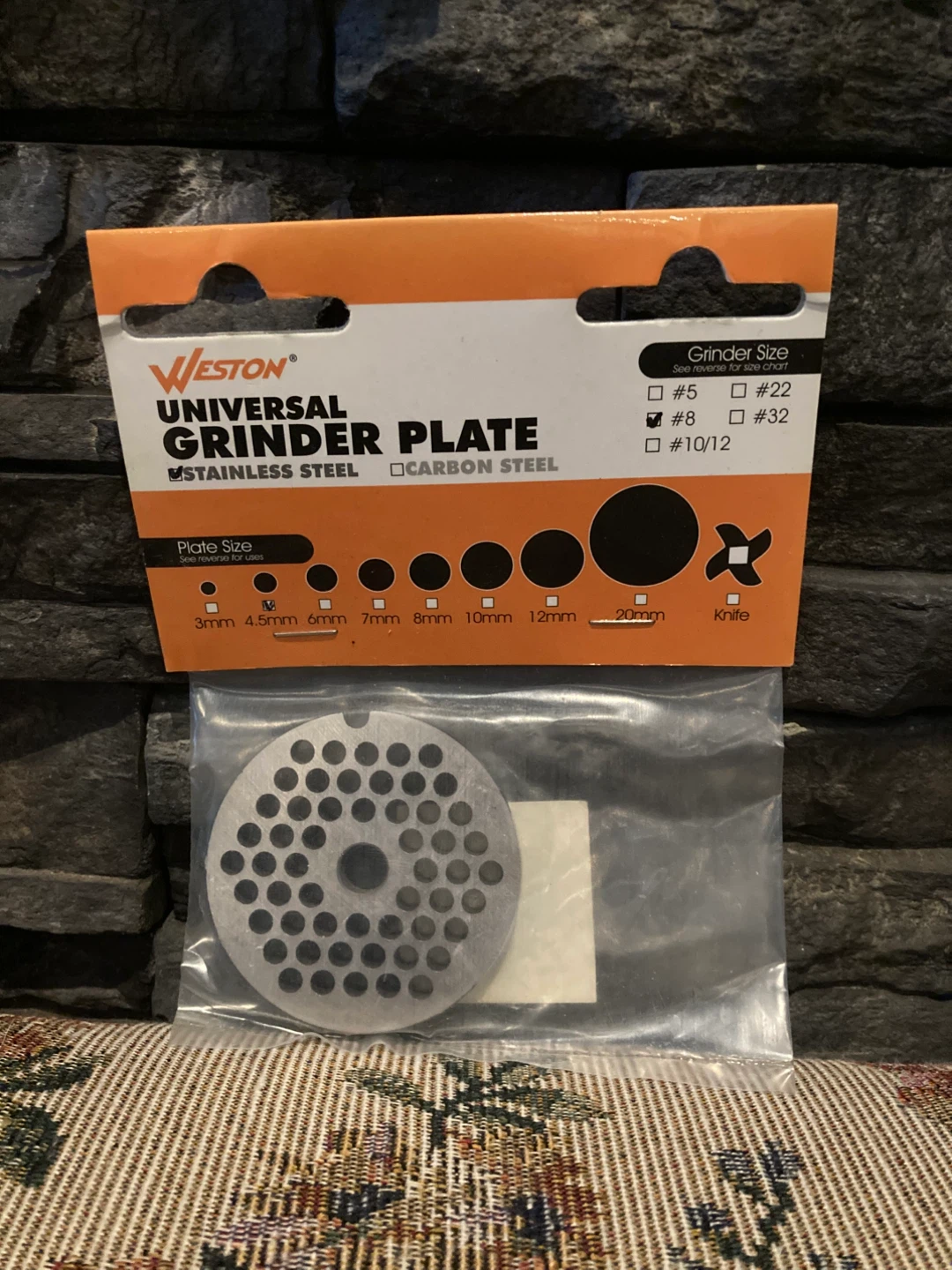Weston Universal Grinder Plate #8 Stainless Steel