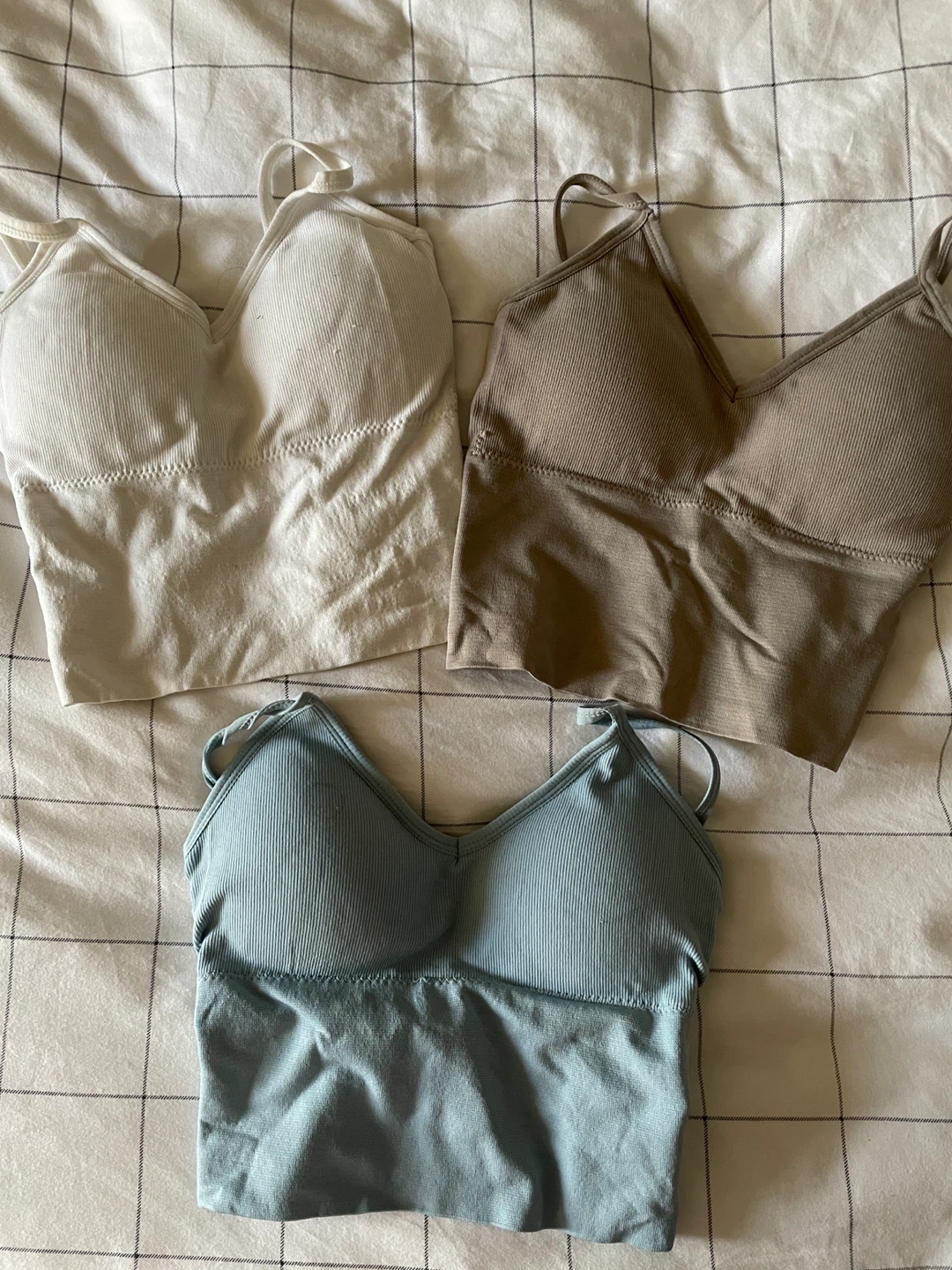 3 Pack Women's Ribbed Crop Tank Tops Bra - XS