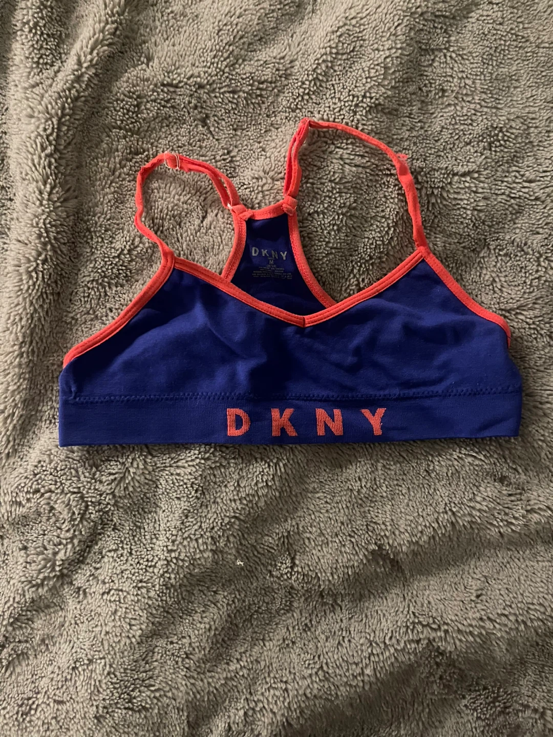 DKNY Sports Bra - Royal Blue/Coral, Size M