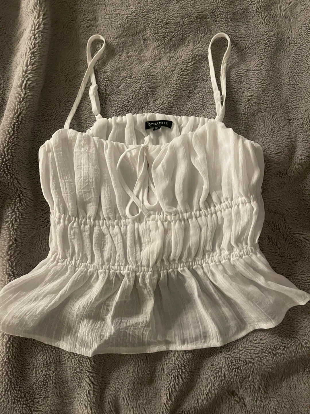 Dynamite White Smocked Camisole Top