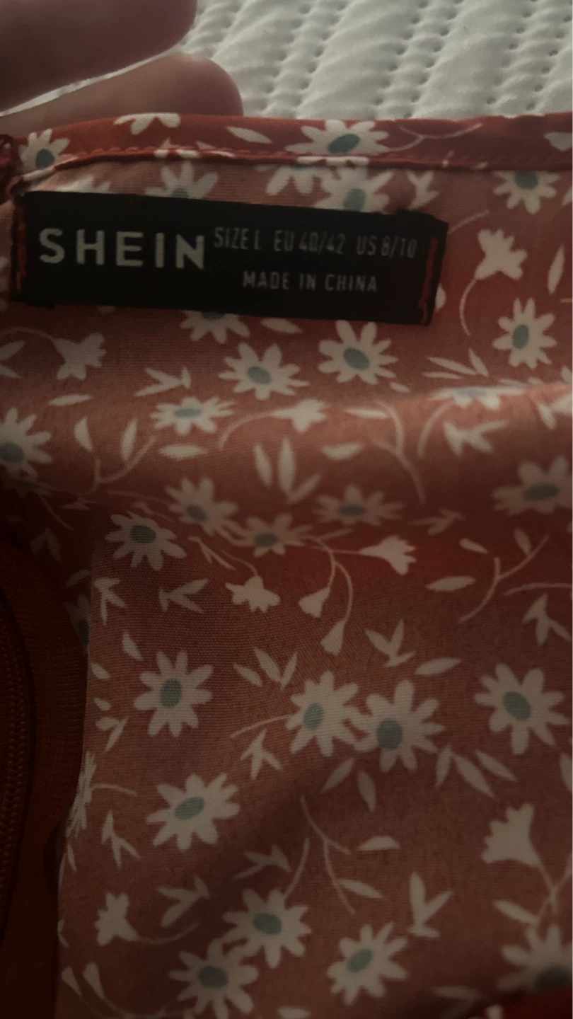 SHEIN Red Floral Print Square Neck Midi Dress Size L - photo 3