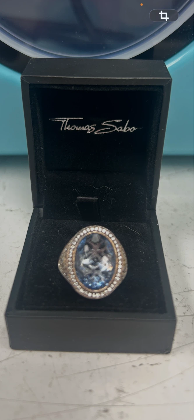 Thomas Sabo Sterling Silver Blue Stone Ring with Box