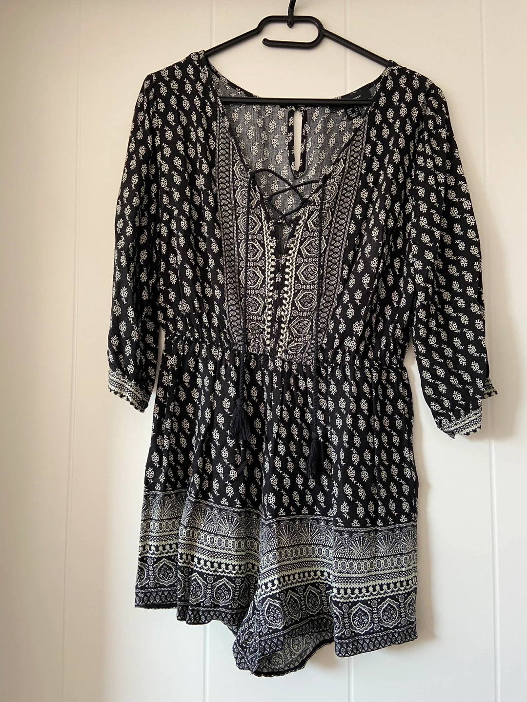 Black and White Floral Playsuit | Size Small
