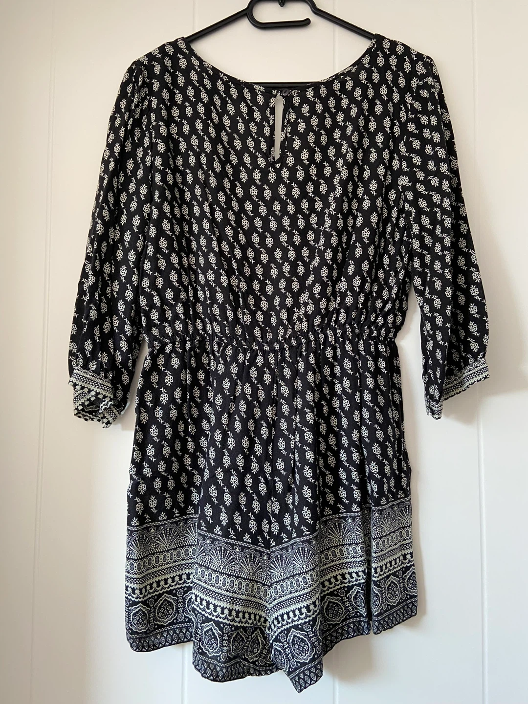 Black and White Floral Playsuit | Size Small - photo 2