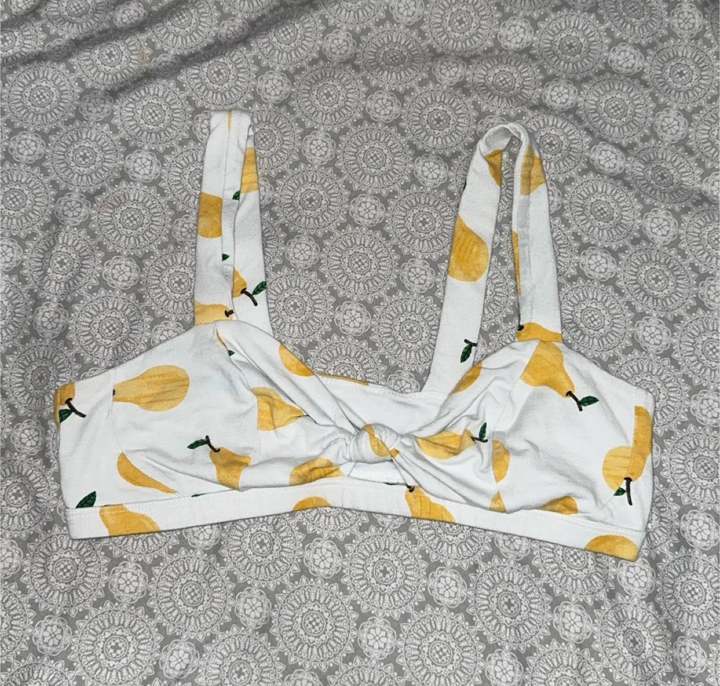 Forever 21 White with Lemon Print Bathing Top