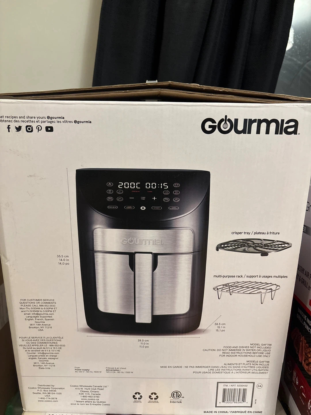 Gourmia 6.7L/7-Quart Digital Air Fryer