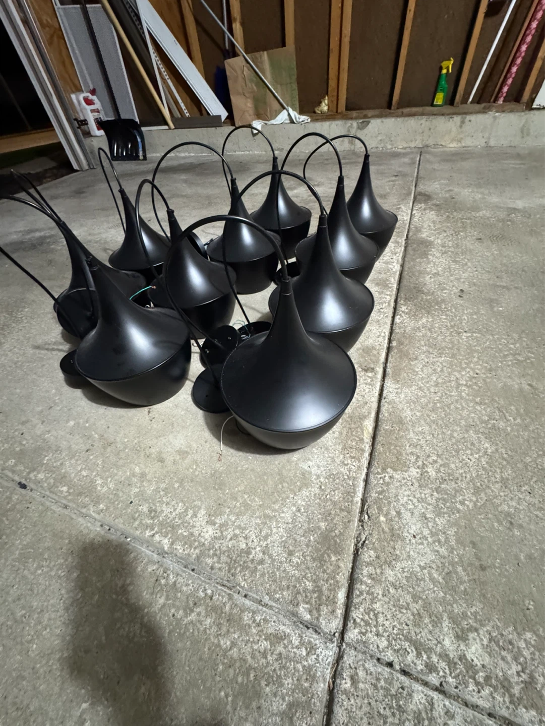 Set of 10 Black Pendant Lights