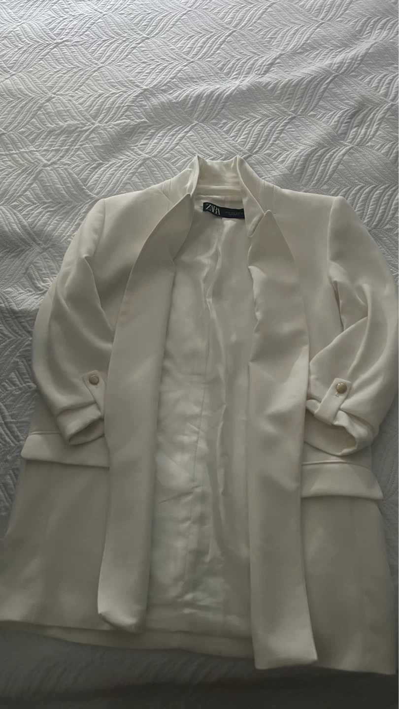 ZARA Cream Open Front Blazer Size Medium - photo 2