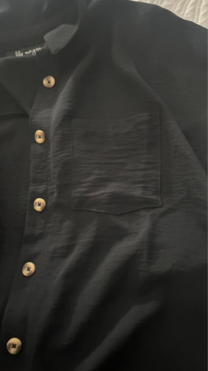 Lily Morgan Black Short Sleeve Button-Up Shirt M/M - photo 3