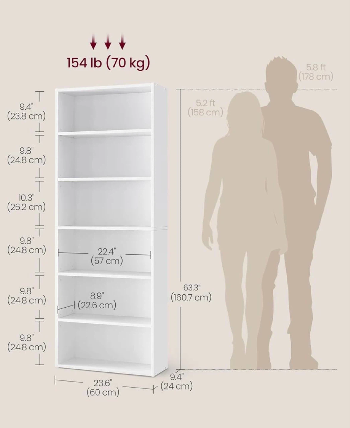 6-Tier Bookshelf – Floor Standing Bookcase NEW - photo 3