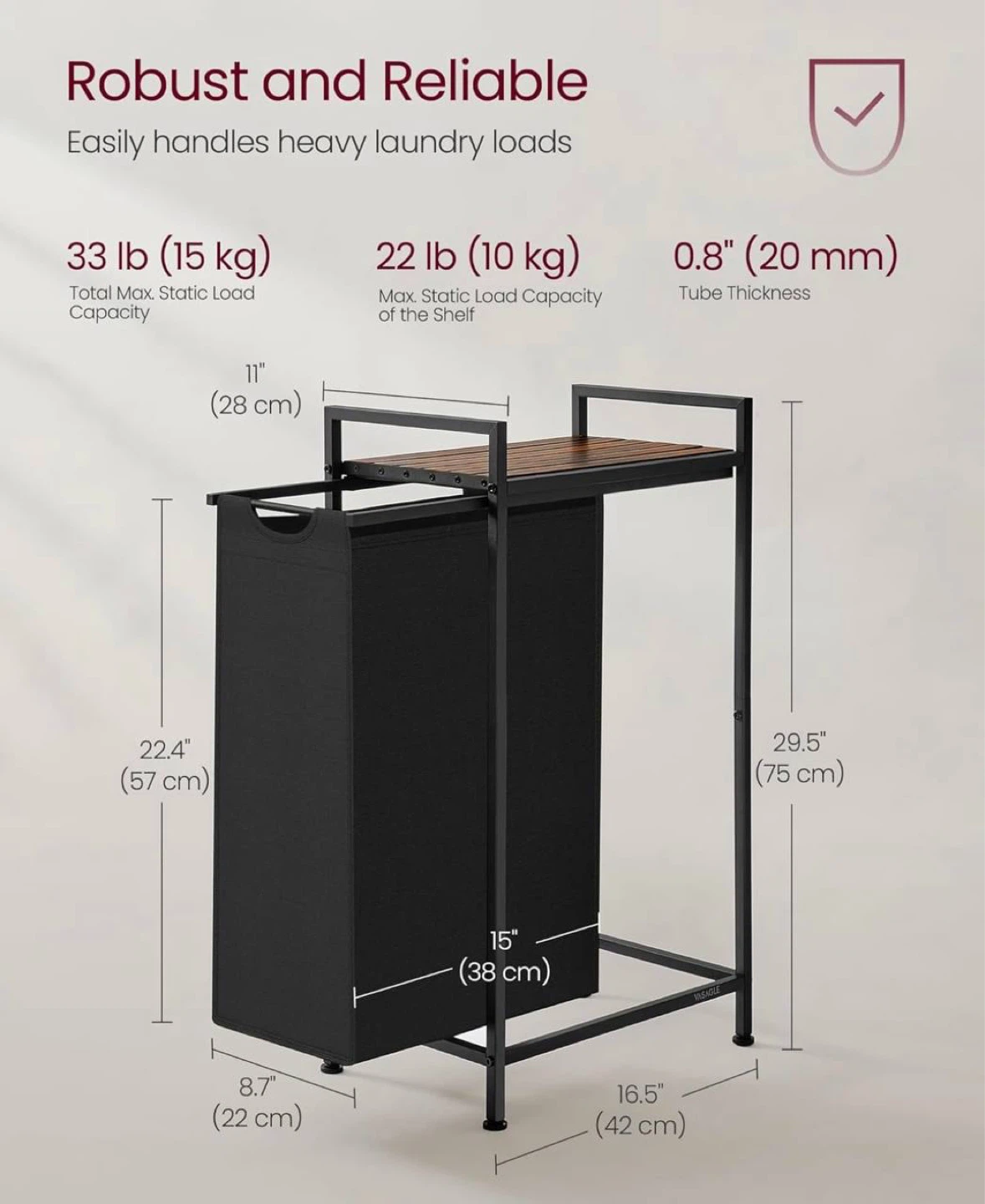Laundry Hamper – Pull-Out & Removable Bag, 47L NEW - photo 2