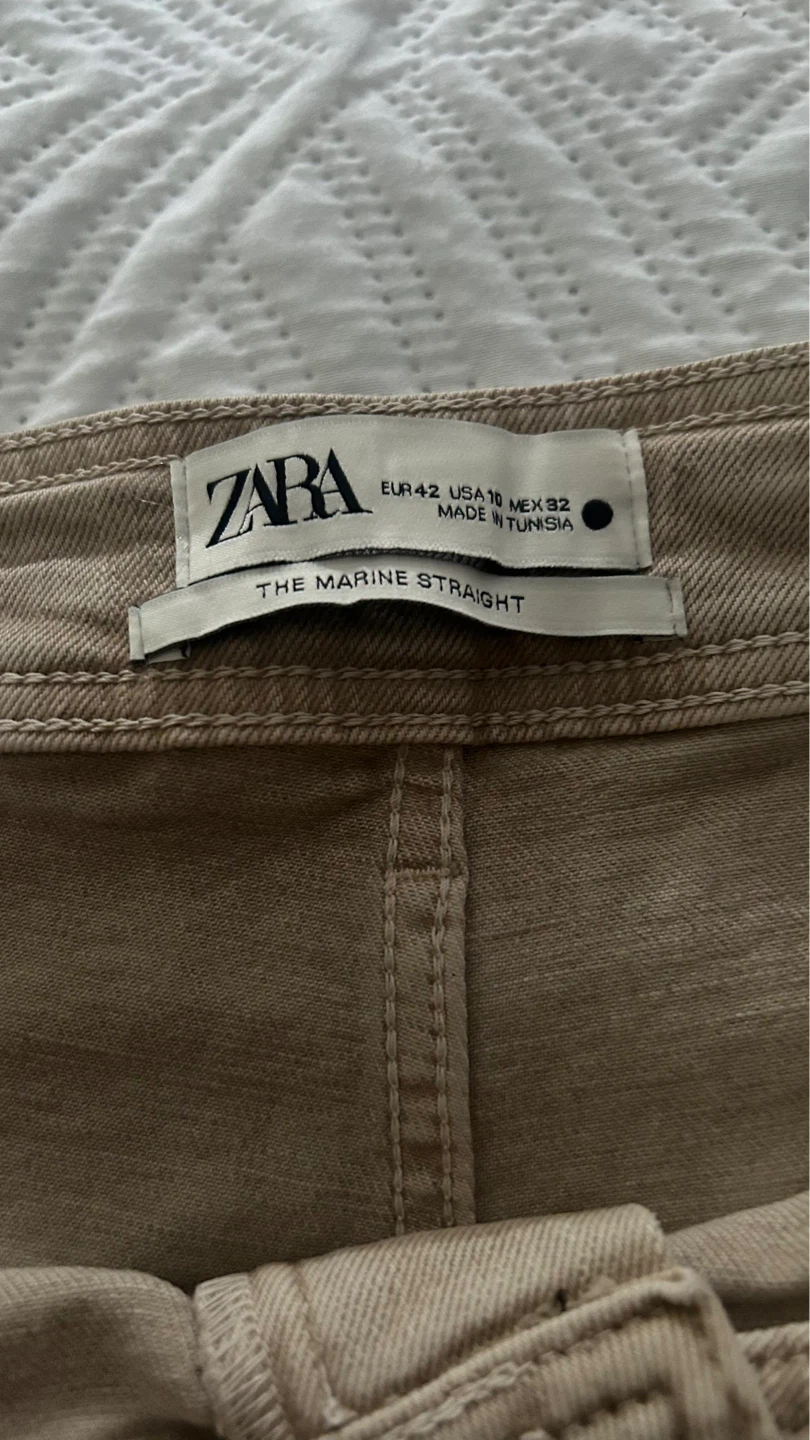 Zara The Marine Straight Jeans - Tan - Size 10 - photo 2