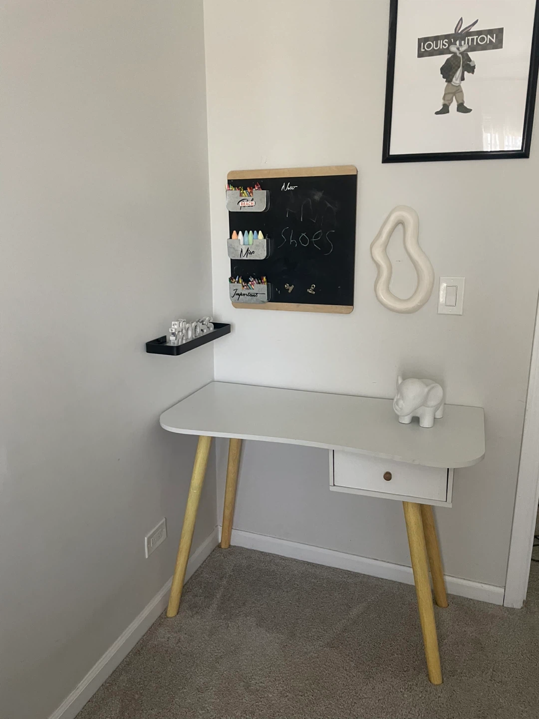 White Kids Desk with Drawer - photo 3