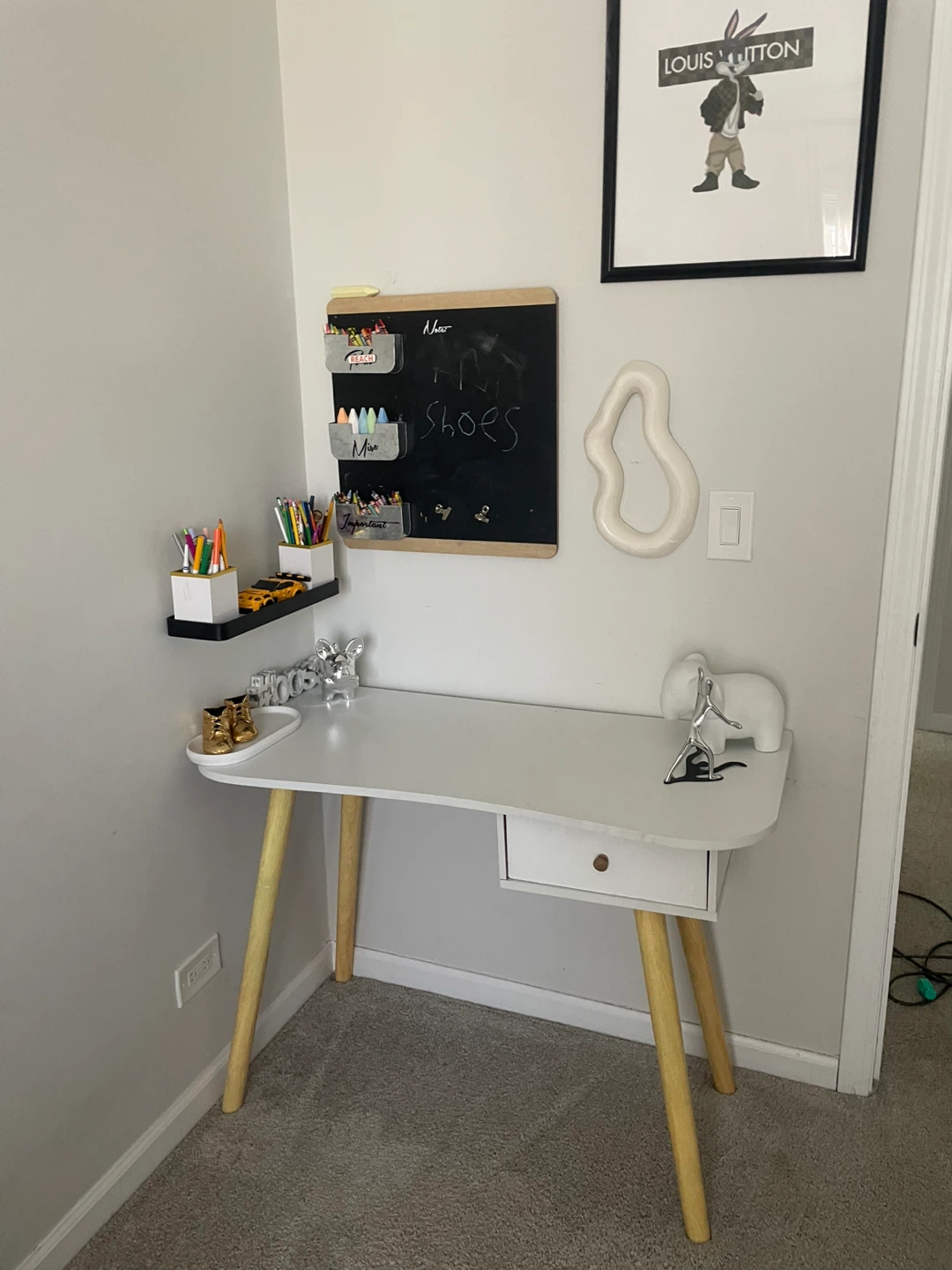 White Kids Desk with Drawer