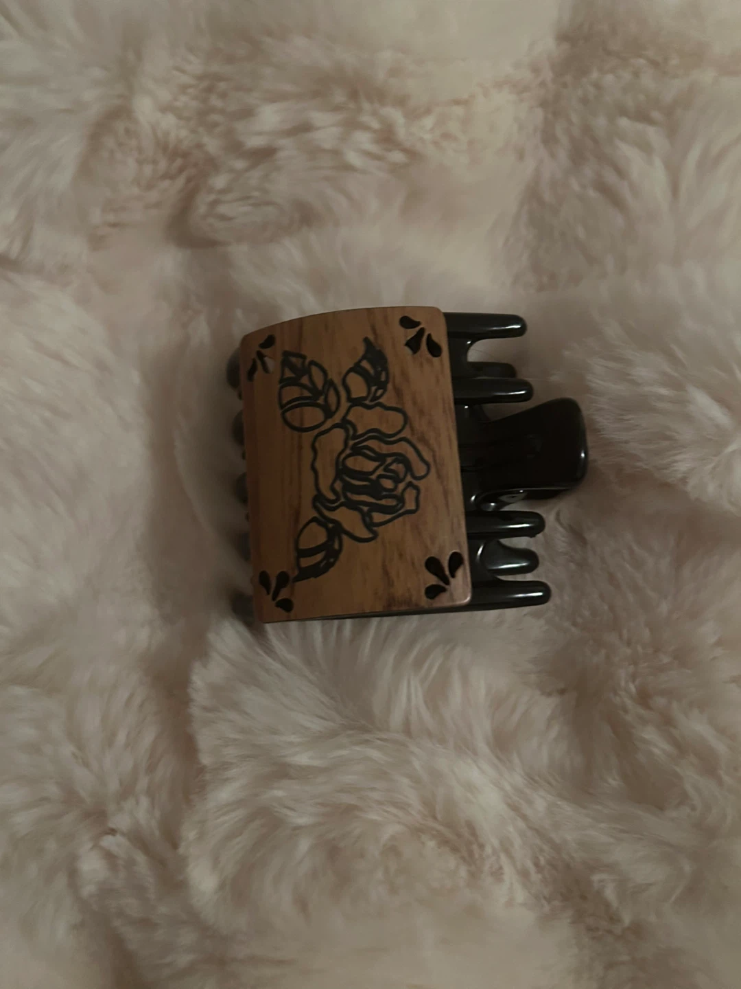 Wooden Rose Claw Clip
