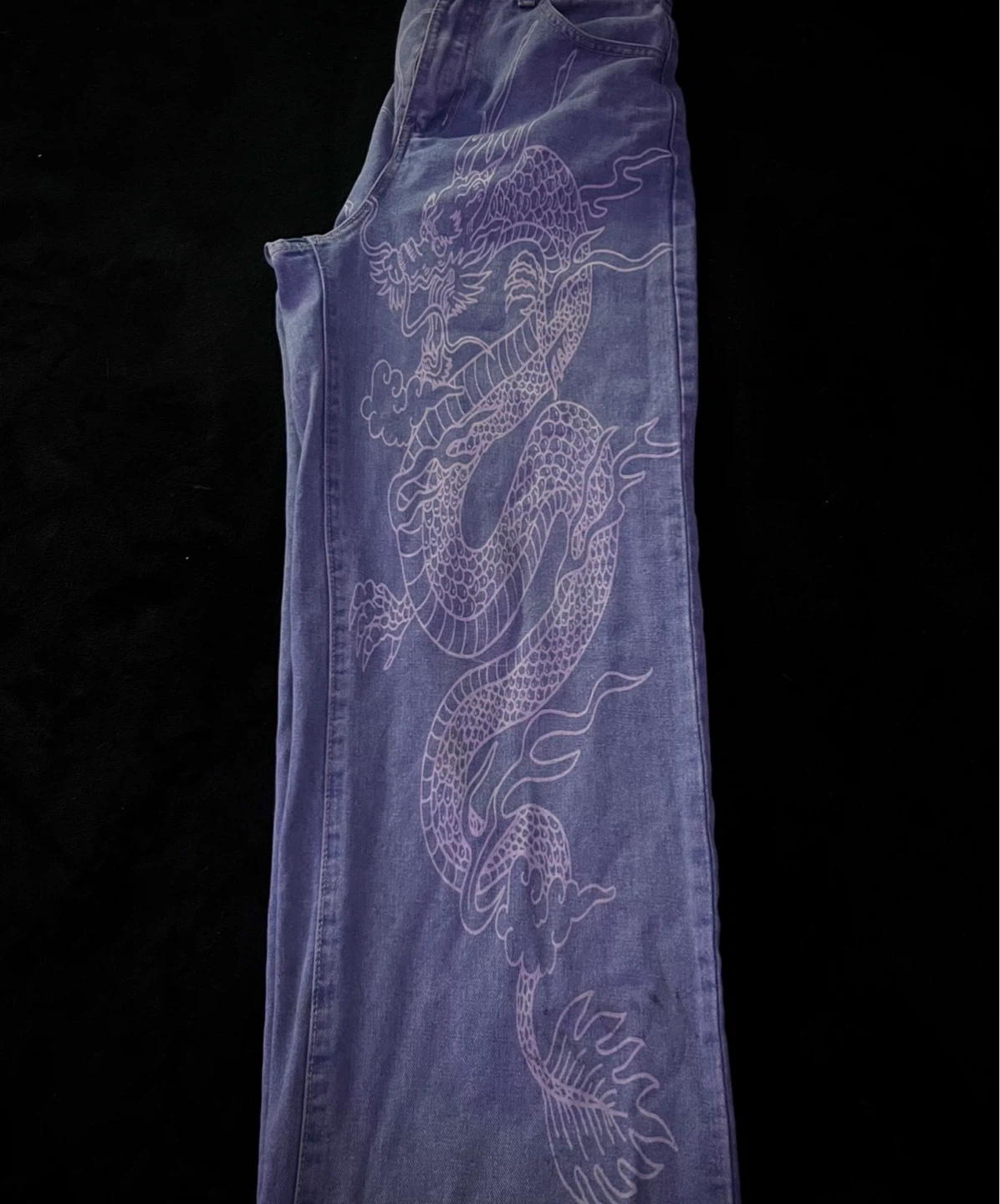 Denim dragon printed baggy jeans - photo 2