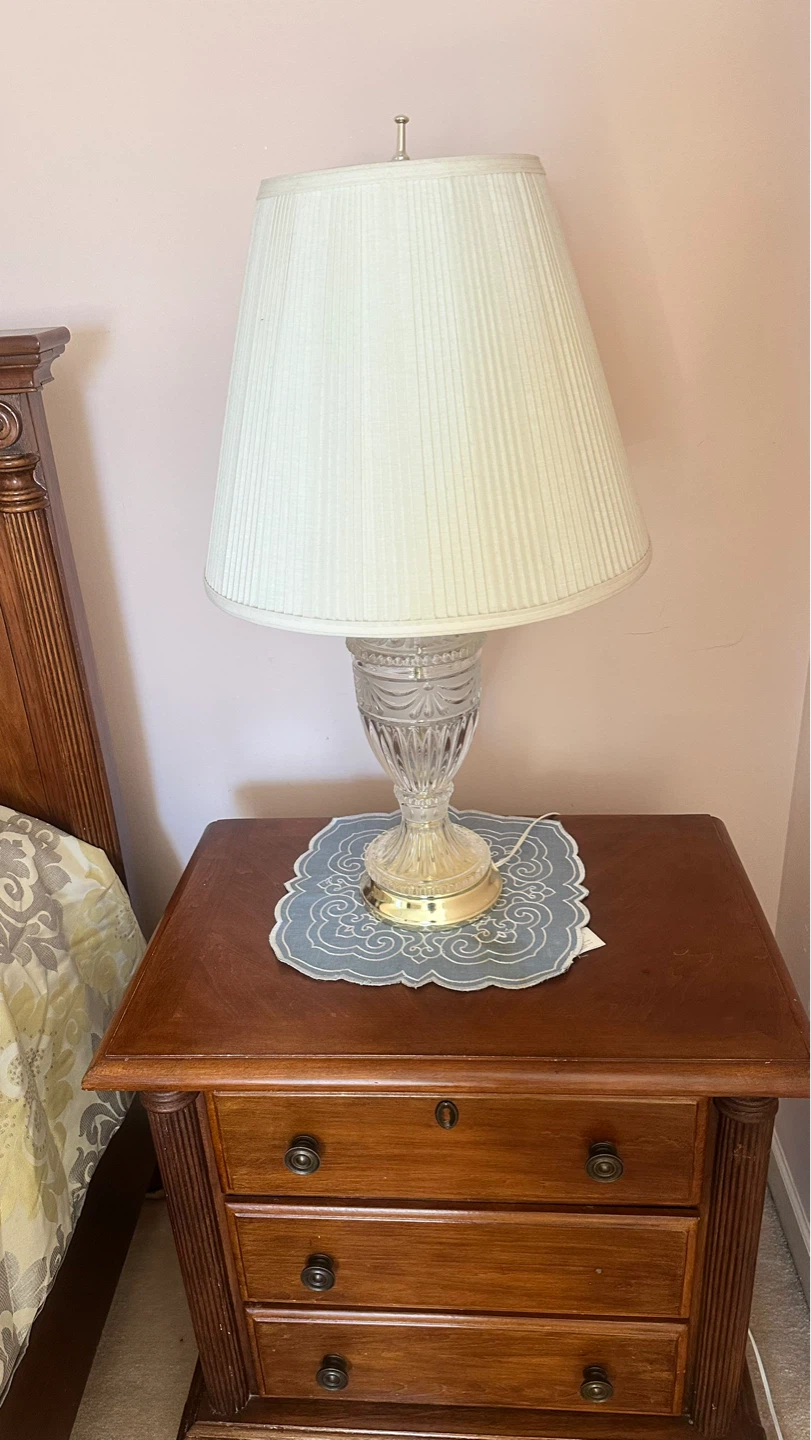 Crystal Table Lamp with White Pleated Shade