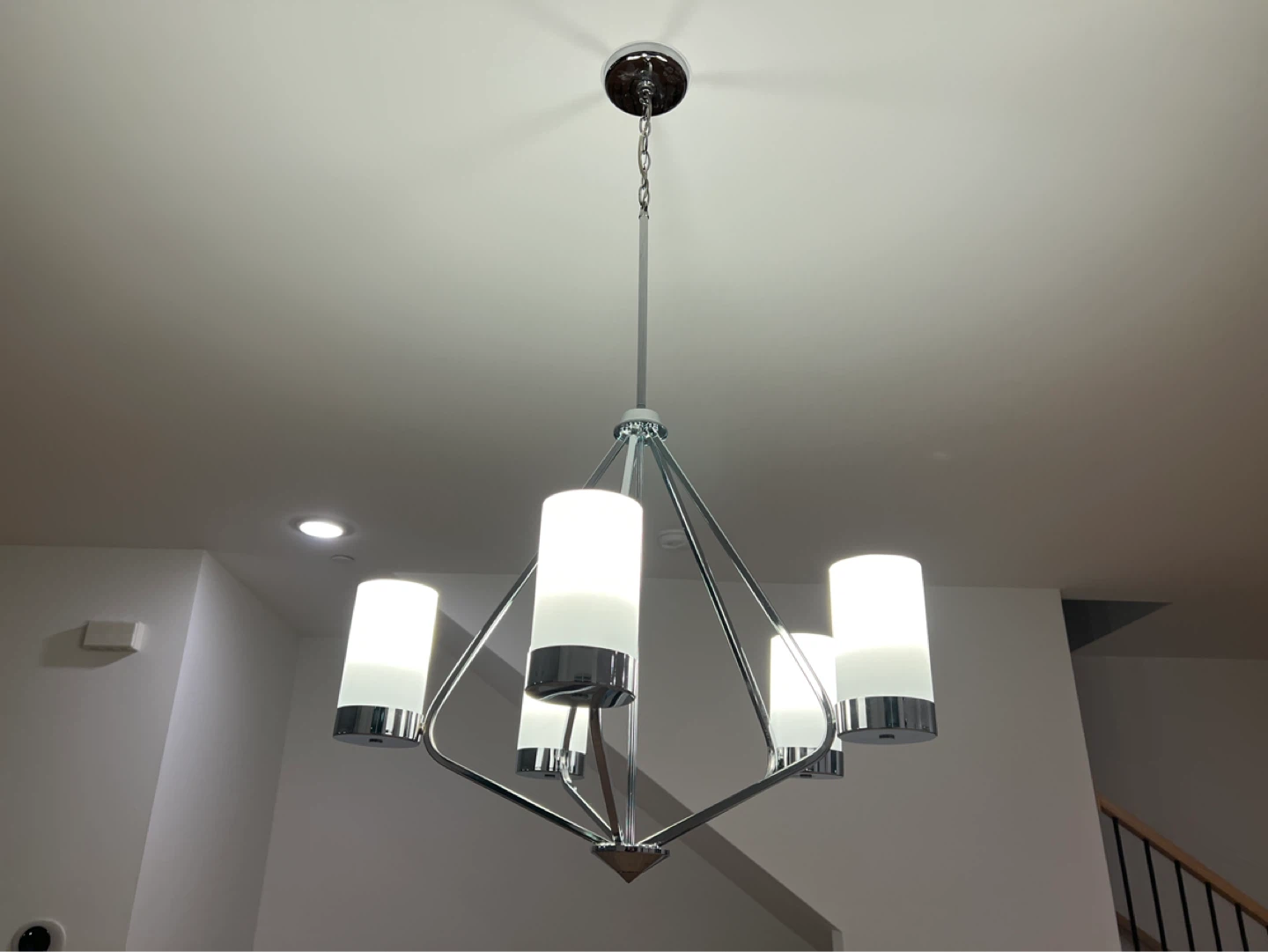 Modern Chandelier and pendants with Frosted Glass Shades