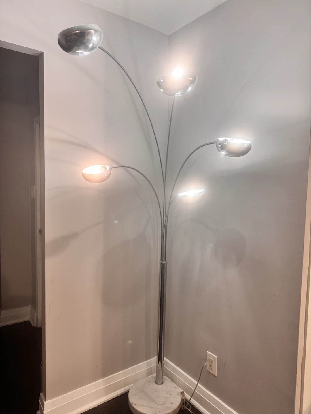 Chrome Arc Floor Lamp with Marble Base - photo 4