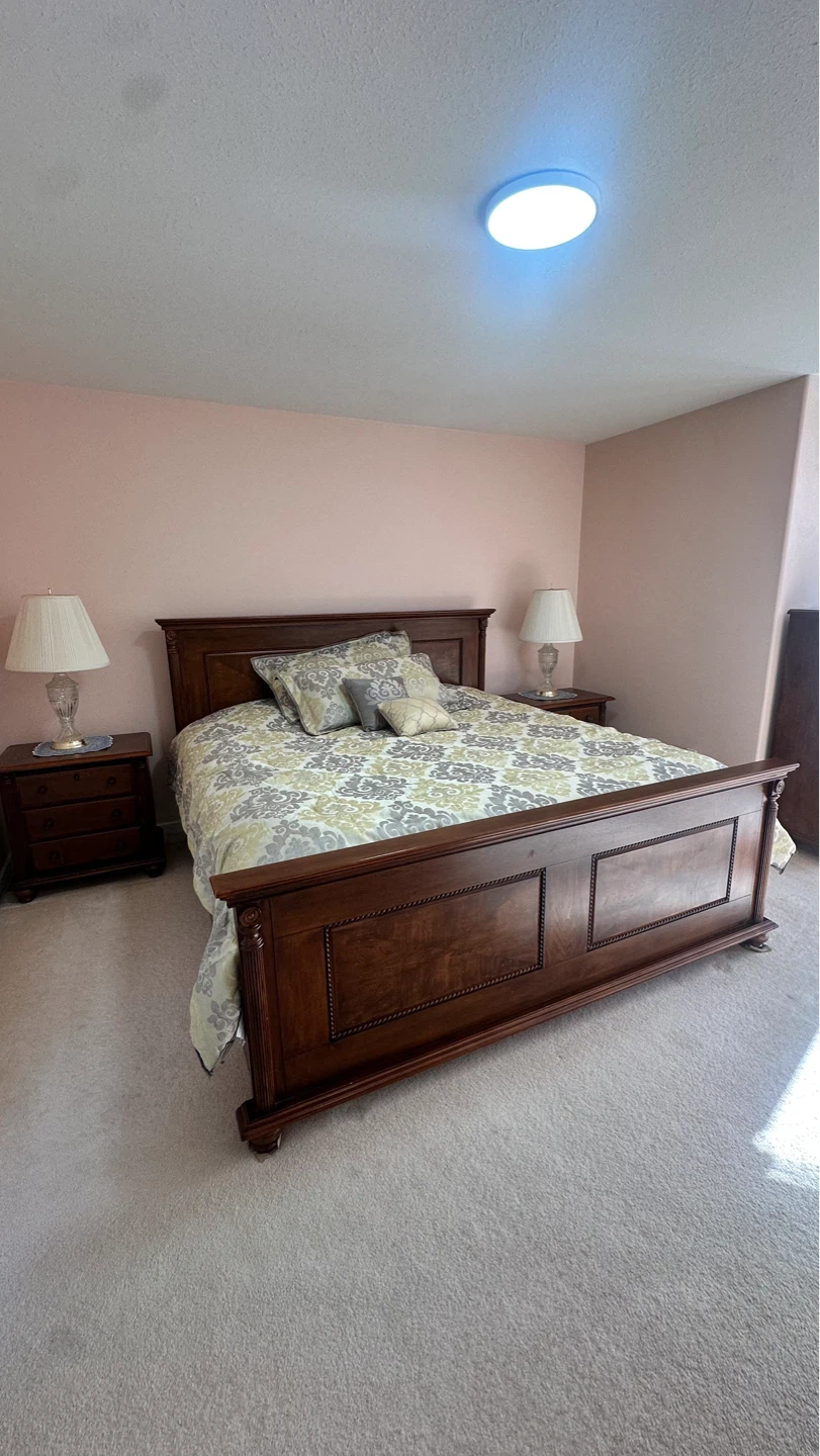 Wooden Bed Frame with Matching Nightstands and Dresser Set - photo 4