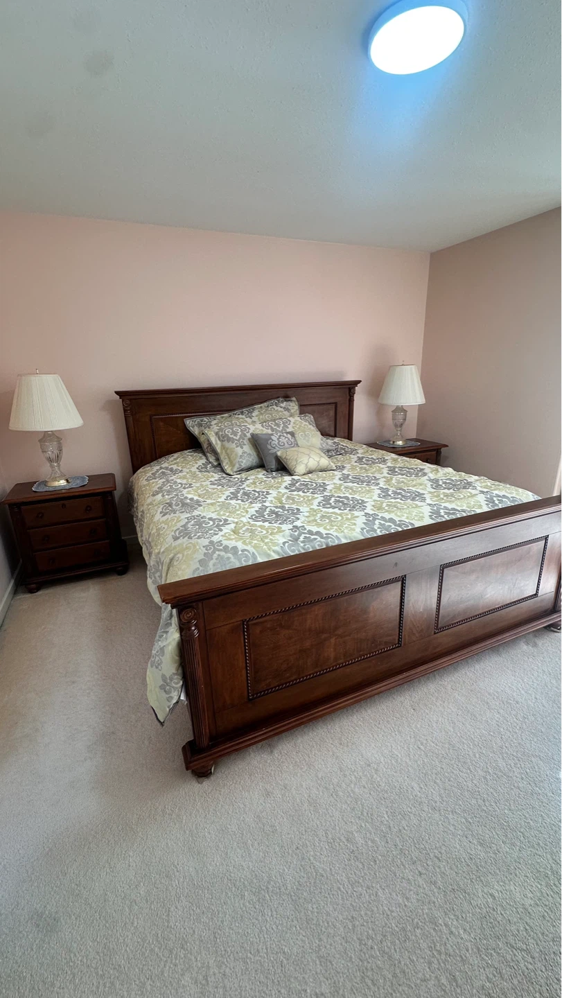 Wooden Bed Frame with Matching Nightstands and Dresser Set - photo 5