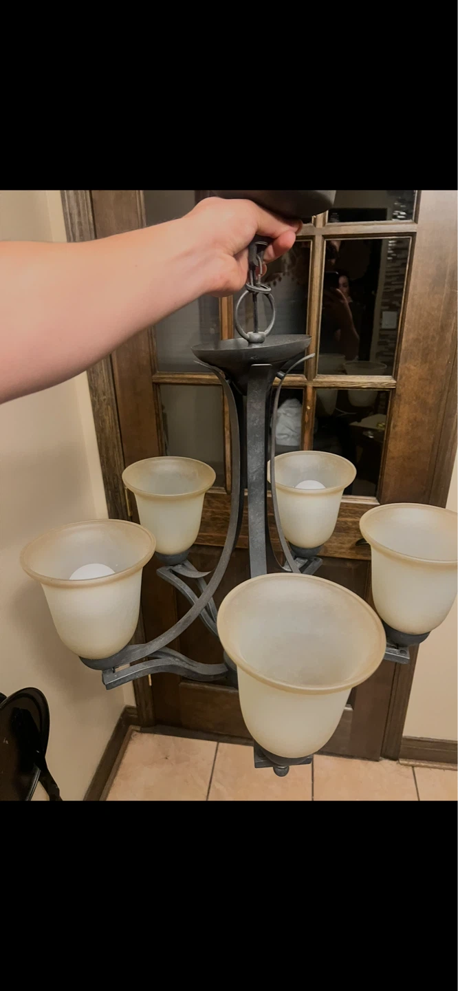 5-Light Chandelier with Frosted Glass Shades