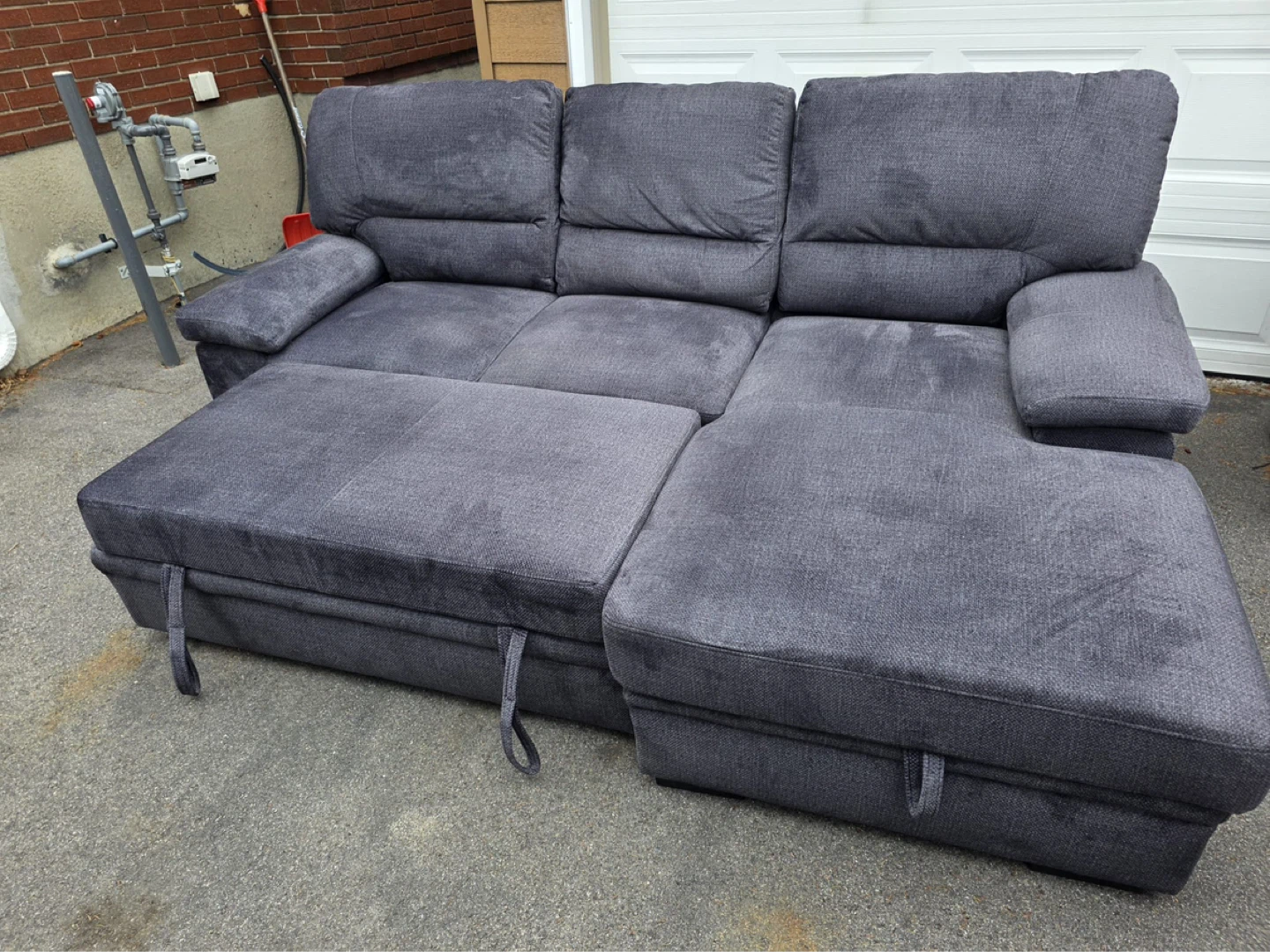 Grey Sectional Sofa with Storage Chaise - photo 2