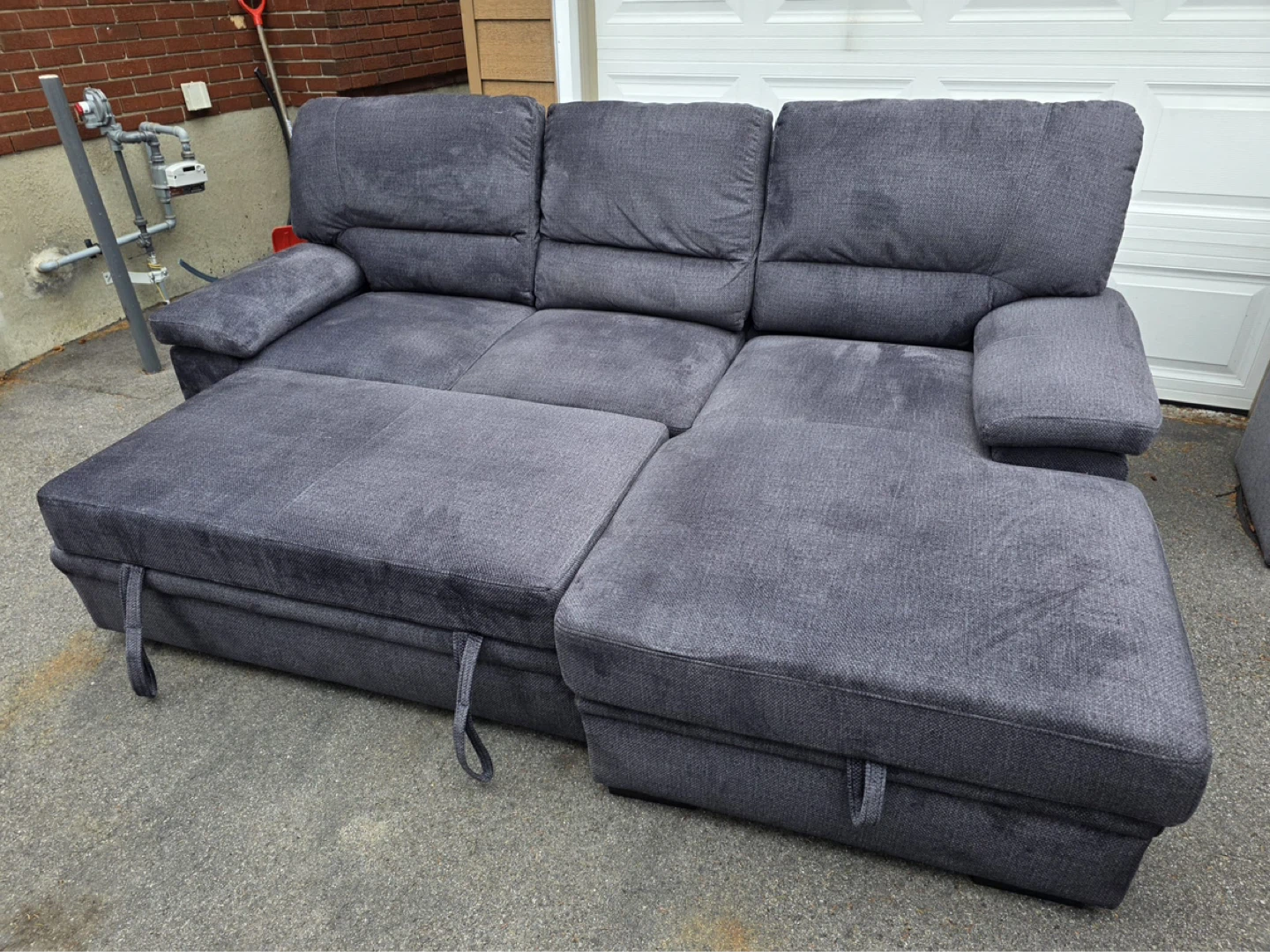 Grey Sectional Sofa with Storage Chaise - photo 4
