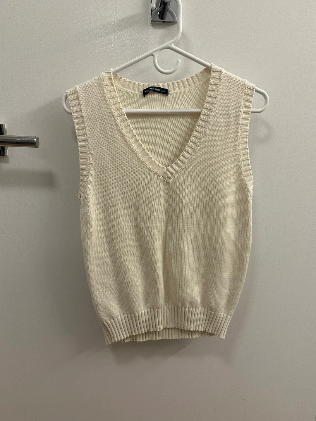 Brandy Melville Cream V-Neck Sweater Vest