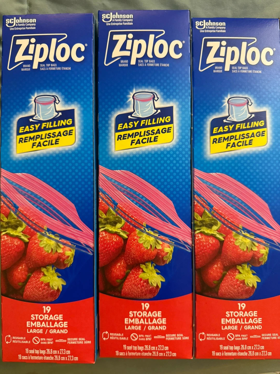 Ziploc Large Storage Bags (19 count) – New