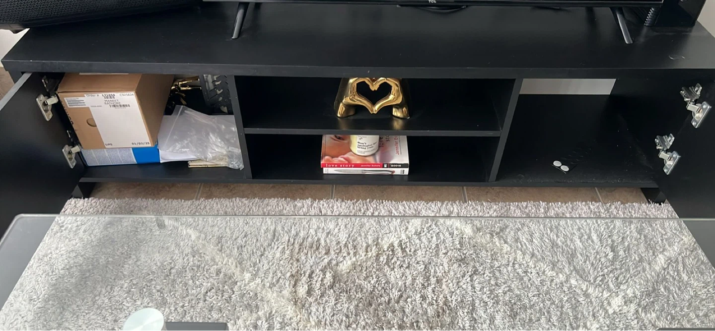 Black TV Stand with Storage - photo 2
