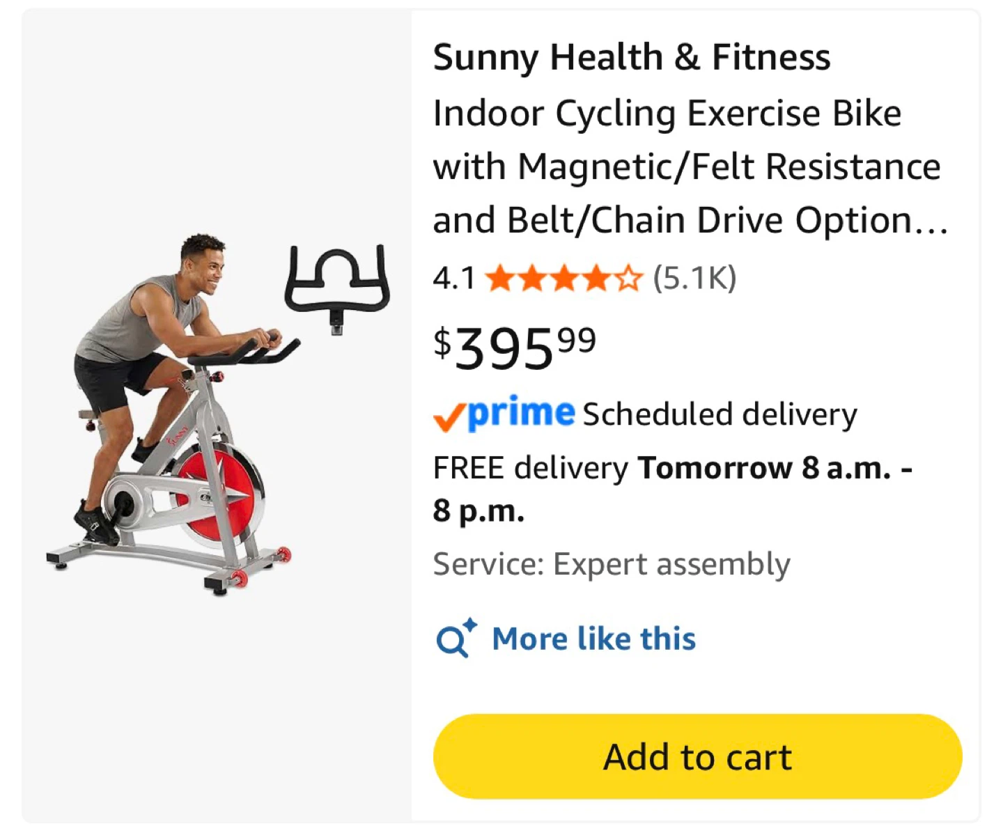 Sunny Health & Fitness Indoor Cycling Exercise Bike