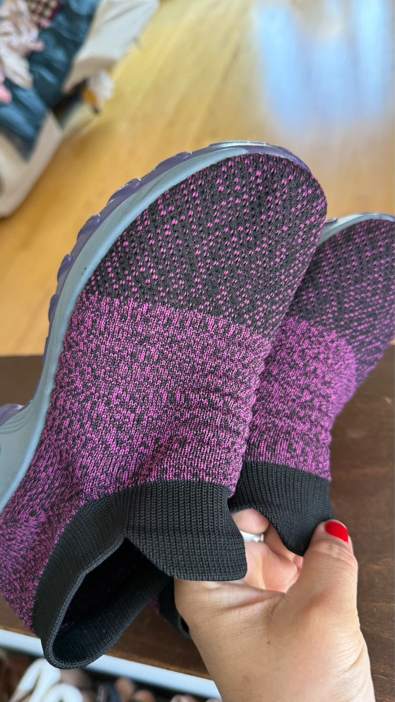 Purple Knit Slip-On Sneakers check more pictures size 6 - photo 3